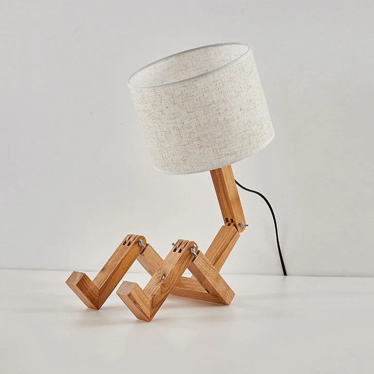 🤖💡 Lámpara de Mesa Robot de Madera | Diseño Creativo, Moderno y Decorativo | Ideal para Escritorio, Estudio y Recámara