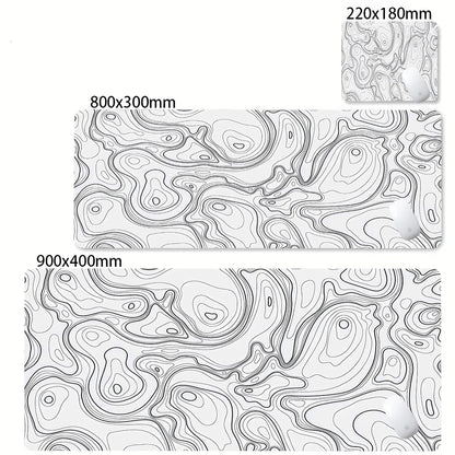 Alfombrilla Gamer XL CIFBUY – Diseño Topográfico Blanco y Negro, Perfecta para Shooters FPS y Óptima para Cualquier Ámbito