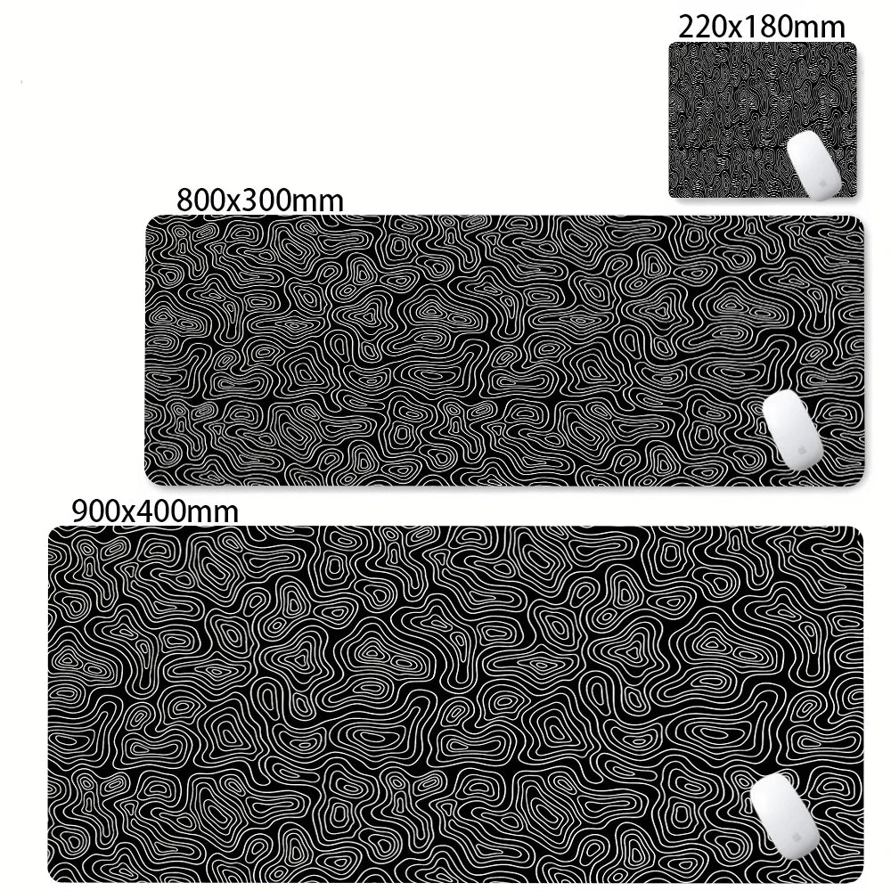 Alfombrilla Gamer XL CIFBUY – Diseño Topográfico Blanco y Negro, Perfecta para Shooters FPS y Óptima para Cualquier Ámbito