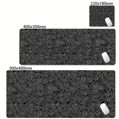 Alfombrilla Gamer XL CIFBUY – Diseño Topográfico Blanco y Negro, Perfecta para Shooters FPS y Óptima para Cualquier Ámbito