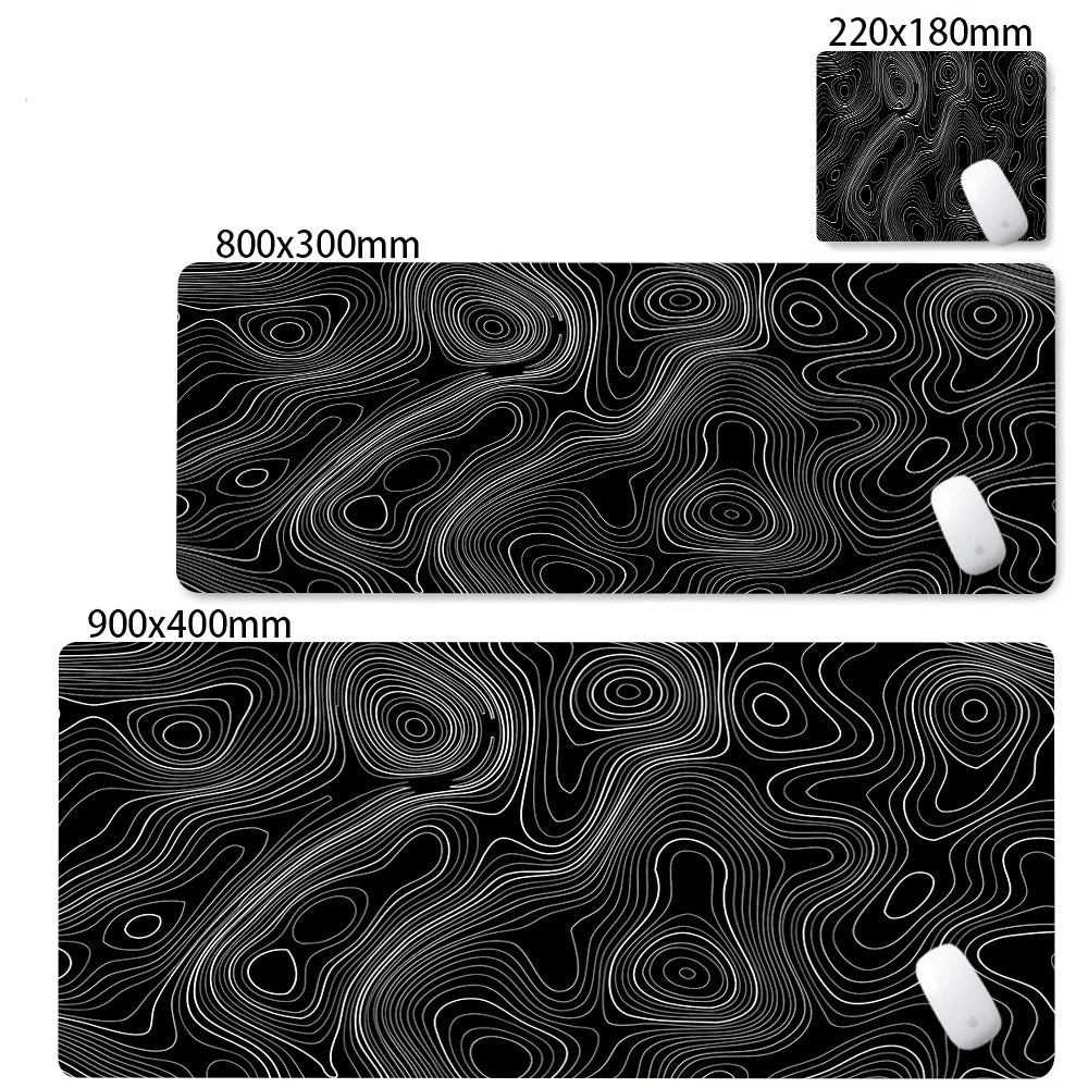Alfombrilla Gamer XL CIFBUY – Diseño Topográfico Blanco y Negro, Perfecta para Shooters FPS y Óptima para Cualquier Ámbito