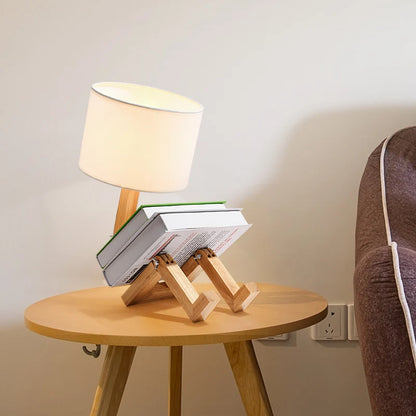 🤖💡 Lámpara de Mesa Robot de Madera | Diseño Creativo, Moderno y Decorativo | Ideal para Escritorio, Estudio y Recámara