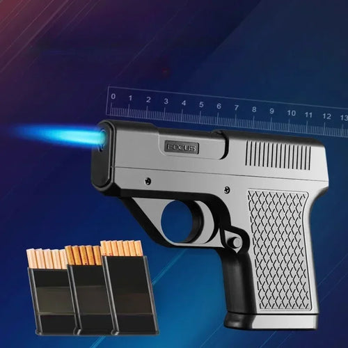 Encendedor Pistola Llama Jet Azul 2026 - Recargable con Clip y Guarda Cigarrillos