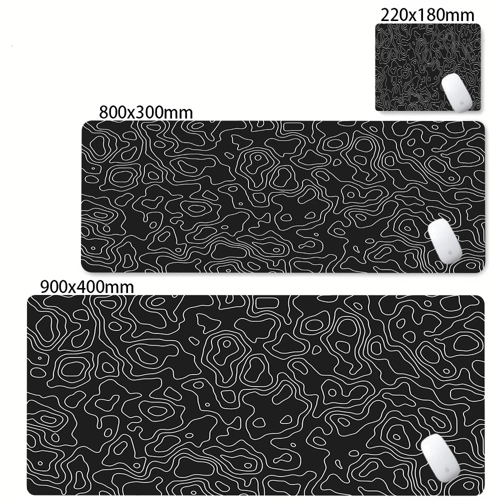 Alfombrilla Gamer XL CIFBUY – Diseño Topográfico Blanco y Negro, Perfecta para Shooters FPS y Óptima para Cualquier Ámbito