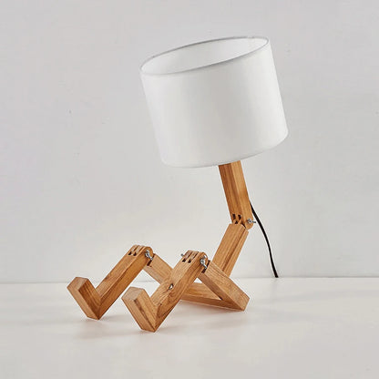 🤖💡 Lámpara de Mesa Robot de Madera | Diseño Creativo, Moderno y Decorativo | Ideal para Escritorio, Estudio y Recámara