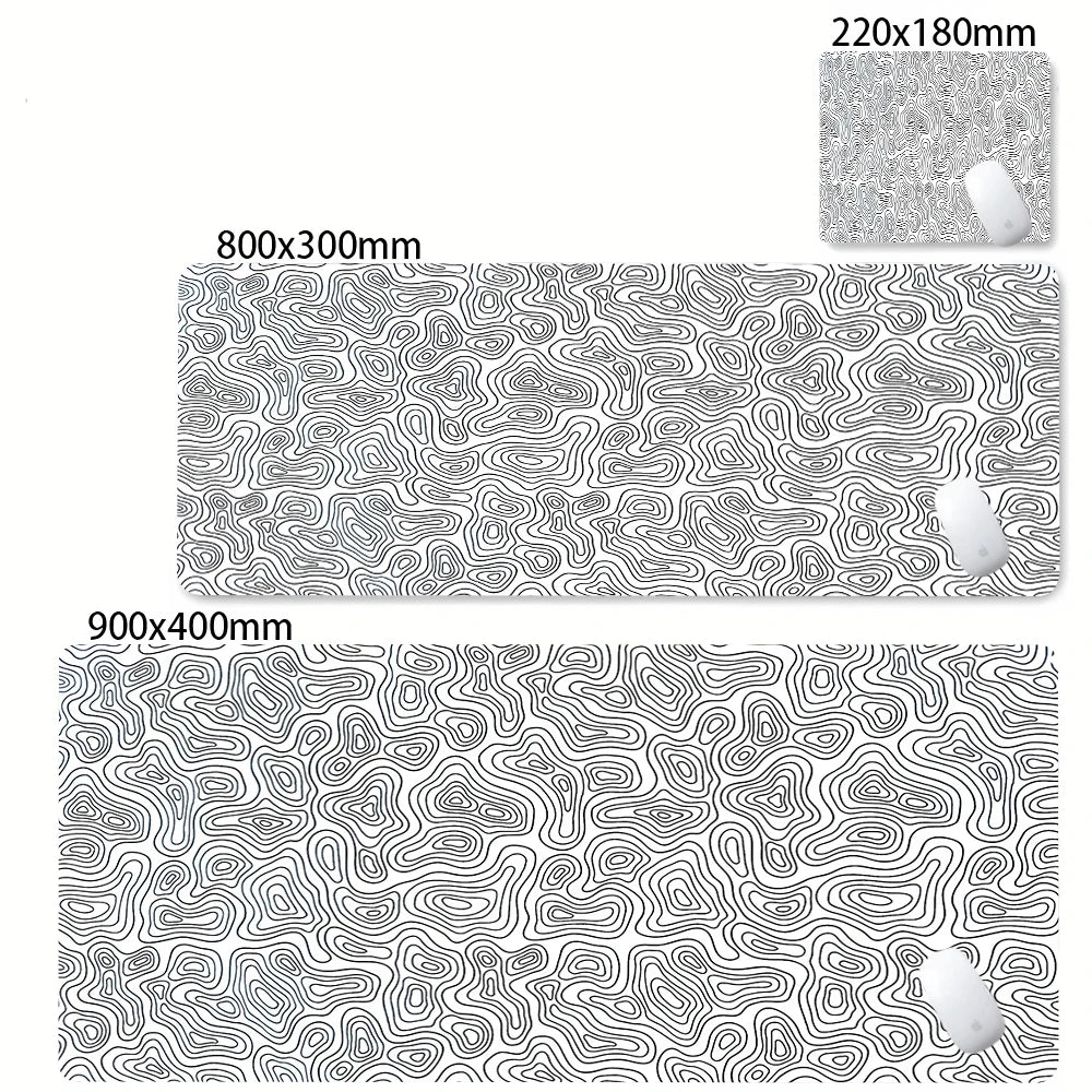 Alfombrilla Gamer XL CIFBUY – Diseño Topográfico Blanco y Negro, Perfecta para Shooters FPS y Óptima para Cualquier Ámbito