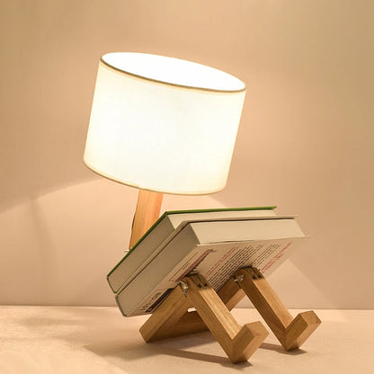 🤖💡 Lámpara de Mesa Robot de Madera | Diseño Creativo, Moderno y Decorativo | Ideal para Escritorio, Estudio y Recámara