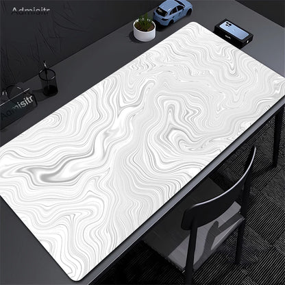 Alfombrilla Gamer XL CIFBUY – Diseño Topográfico Blanco y Negro, Perfecta para Shooters FPS y Óptima para Cualquier Ámbito