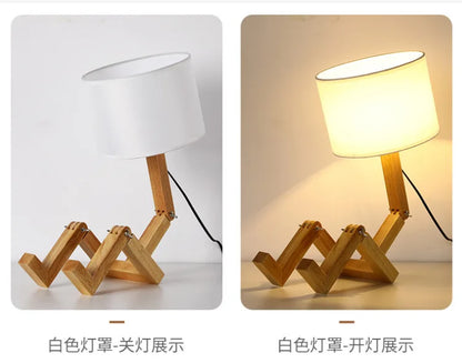 🤖💡 Lámpara de Mesa Robot de Madera | Diseño Creativo, Moderno y Decorativo | Ideal para Escritorio, Estudio y Recámara